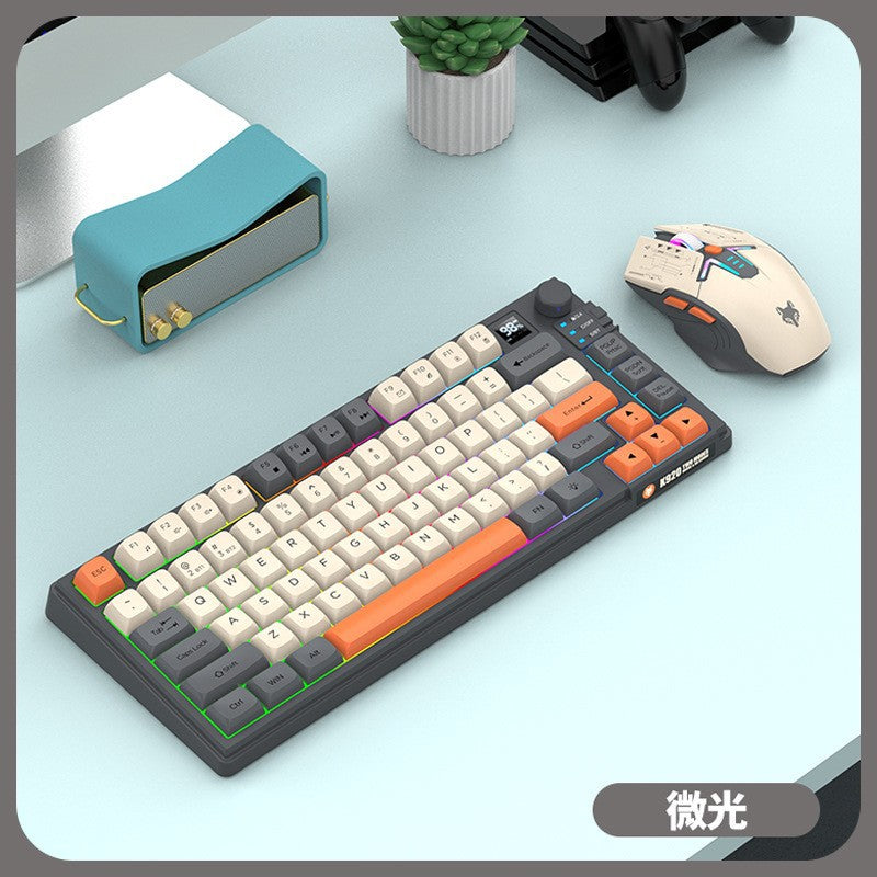 Dazzling silver fox k920 wireless bluetooth dual-mode mechanical feel keyboard and mouse combo with display knob and tri-color design