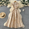 Elegant and chic jacquard dress with suit collar - sleeveless, tie-waist, slimming a-line maxi dress for women - perfect for summer