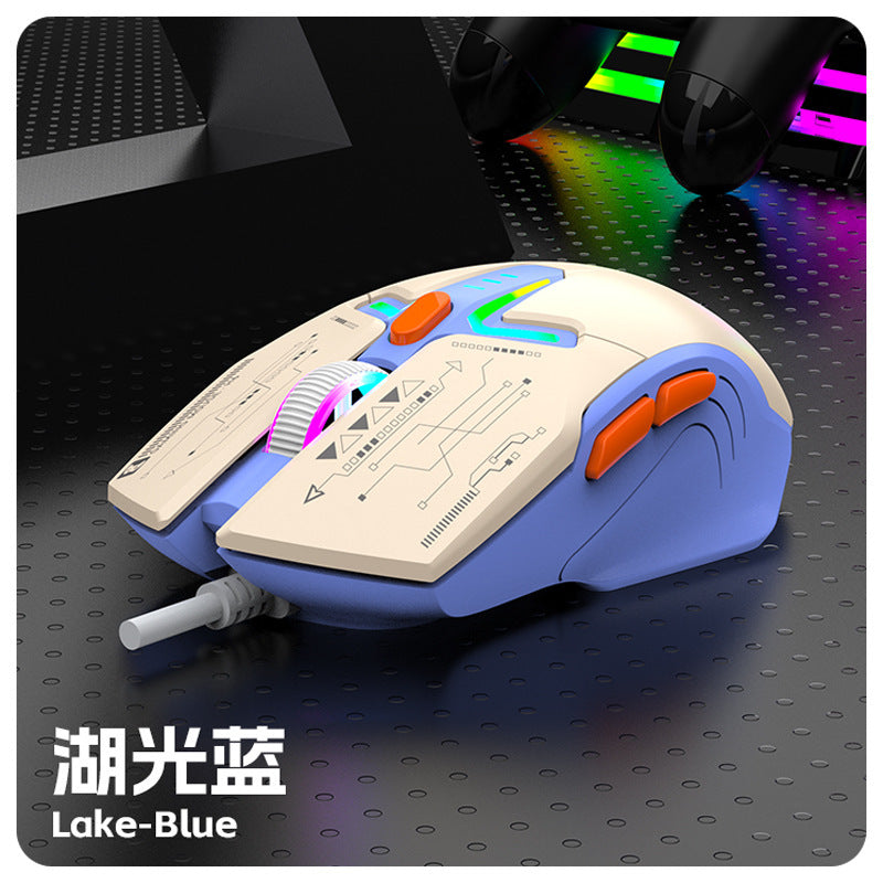 Dazzling silver fox h6 tri-color illuminated gaming mouse - customizable pc laptop usb wired 6d gaming mouse