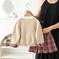 Girls' sweater set - new autumn/winter  collection: round neck, color block, faux two-piece knit cardigan jk outfit