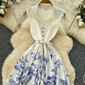 Korean style chic & edgy sleeveless a-line dress - women's new summer high-waisted tie-waist maxi dress - slimming