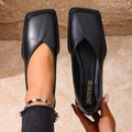 Plus size square toe low heel women's flats - new autumn  collection - slip-on casual leather shoes