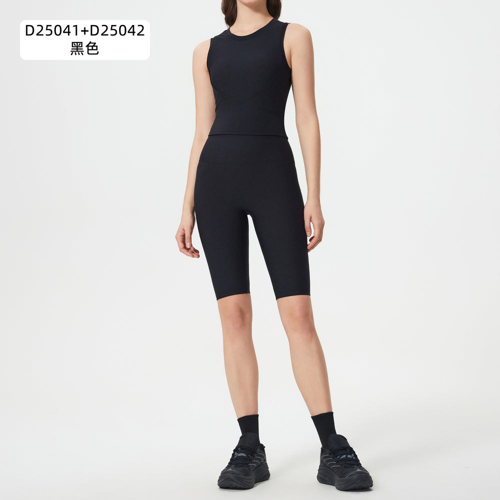 Naked slimming shaping with breast pad sports vest women's no embarrassment line high waist hip lifting fitness yoga pants suit