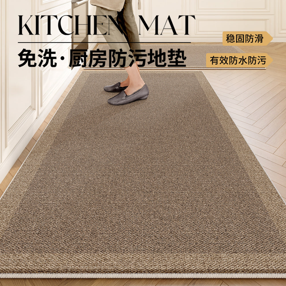 Kitchen floor mat non-slip oil-proof wipeable waterproof pure color stain-resistant mat easy-care for homethickened foot mat wholesale