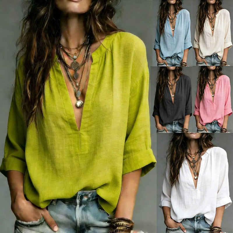 independent station fashion cross-border multi-color multi-code in stock casual style women's shirt best selling