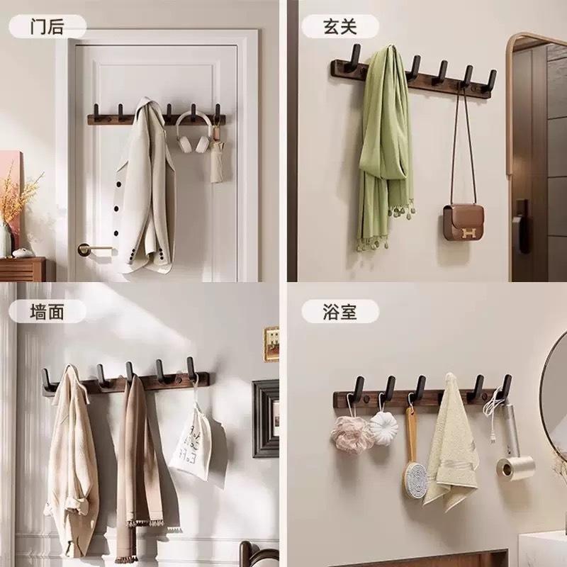 Walnut door back hook strong adhesive punch-free strong load-bearing storage rack hook entrance clothes hanger storage