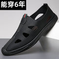 [source factory] soft leather sandals menfashioneasiest for matchcut outcasual cool leather shoes breathable soft bottom crocs