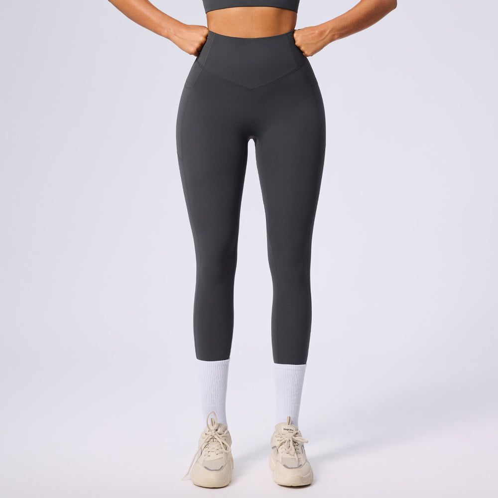 High-waisted shaping yoga leggings - designer style, slimming, butt-lifting, pocketed workout pants for women