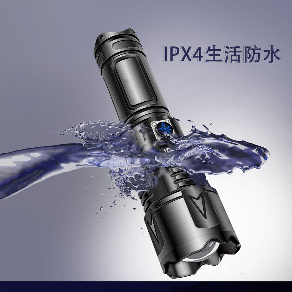 Cross-border digital display flashlight, handheld portable USB charging flashlight, custom flashlight wholesale