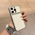 Girly heart plain leather large window phone case suitable for iphone17 apple 16 all-inclusive anti-fall protective case wholesale 13