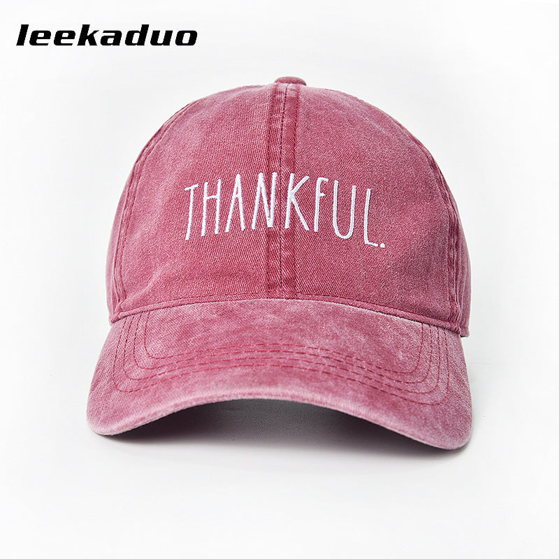 Retro old couple baseball cap stone ground washed letter cap men's wide brim big head circumference sports sunscreen cap