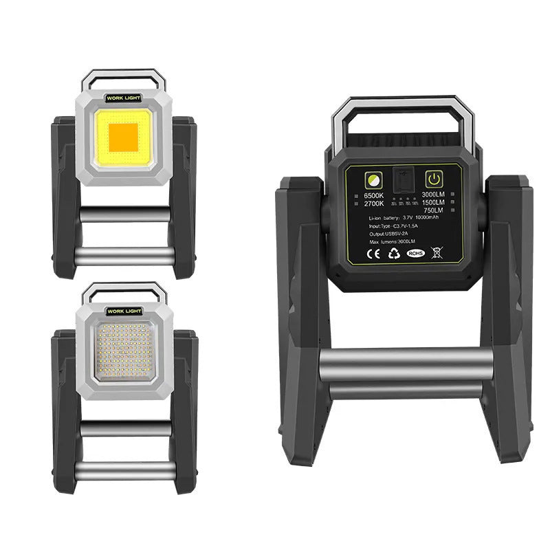 Cross-border LED floodlight outdoor lighting long battery life portable charging construction site floodlight projection light