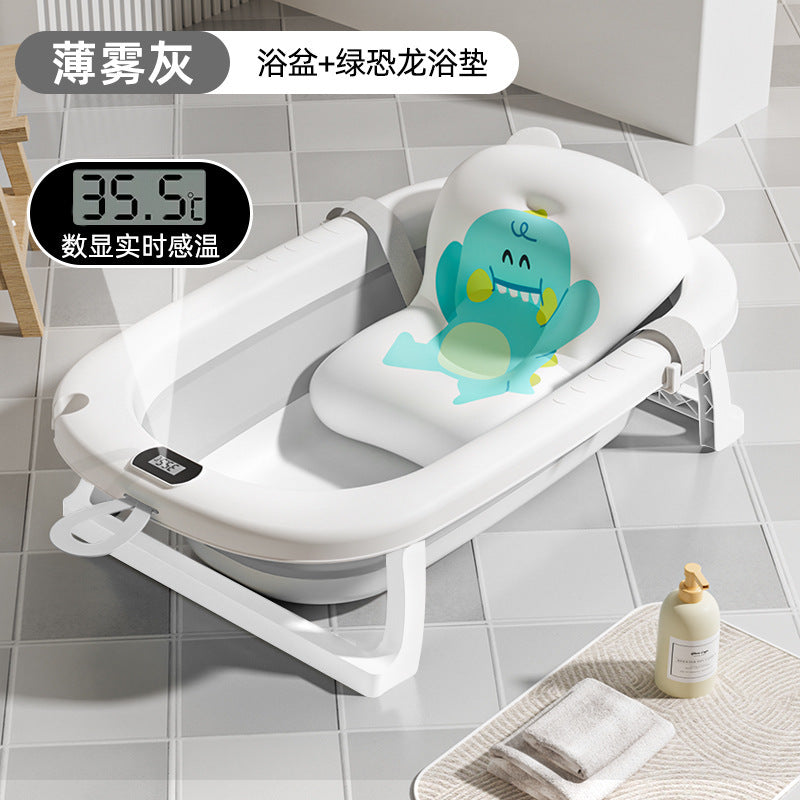 Baby bathtub, infant bathtub, toddler sit-up & recline foldable bath tub, portable home storage for newborn and children's supplies