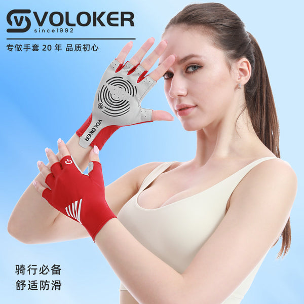 Cycling gloves women's thin sunscreen fitness sports gloves non-slip fishing half finger ice silk bicycle gloves