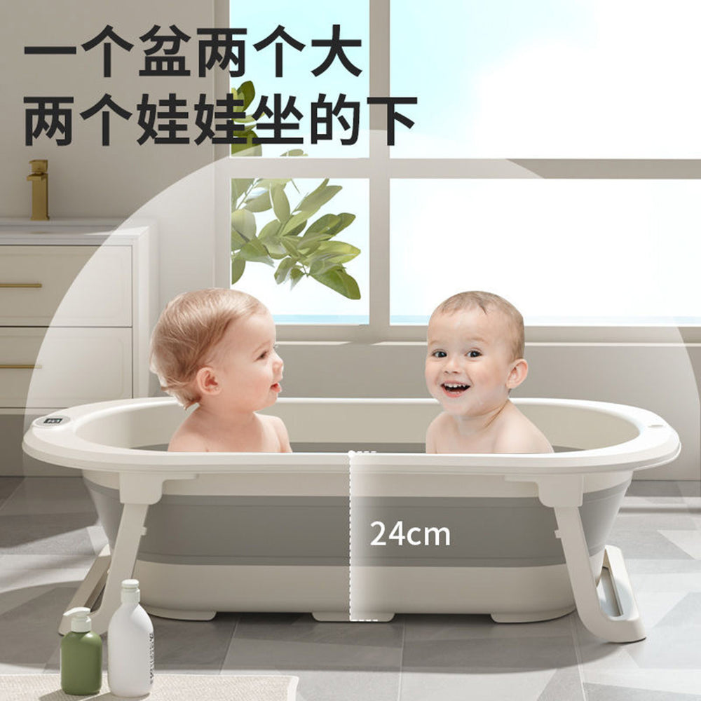 Touchscreen temperature control baby bathtub - foldable infant bathtub for toddlers, sit & lie down bathtub, home bath tub for children, newborn essentials