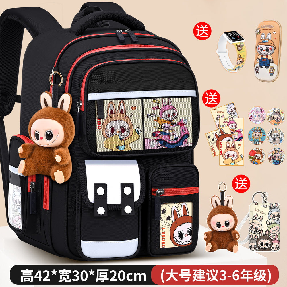Labubu backpack - new 2026 model for elementary school students (grades 1-6). lightweight, spine-protecting, and load-reducing design for boys and girls