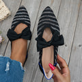 new spring/autumn pointed-toe bowknot embellished everyday flyknit plus size loafers, moccasin-style flat shoes
