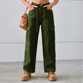 Fashion cross-border independent station  new arrival denim drawstring adjustable washed overalls pants casual pants for women