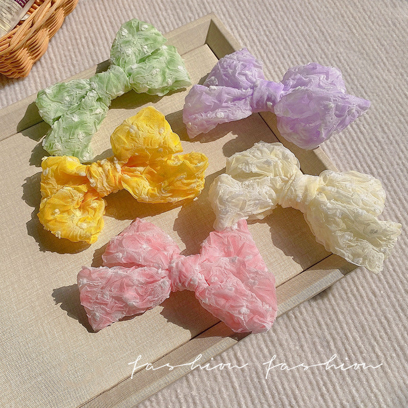 Spring/summer new arrival: ethereal mesh bow hair clip - sweet & girly, perfect for taming flyaways & bangs. versatile alligator clip, trending hair accessory