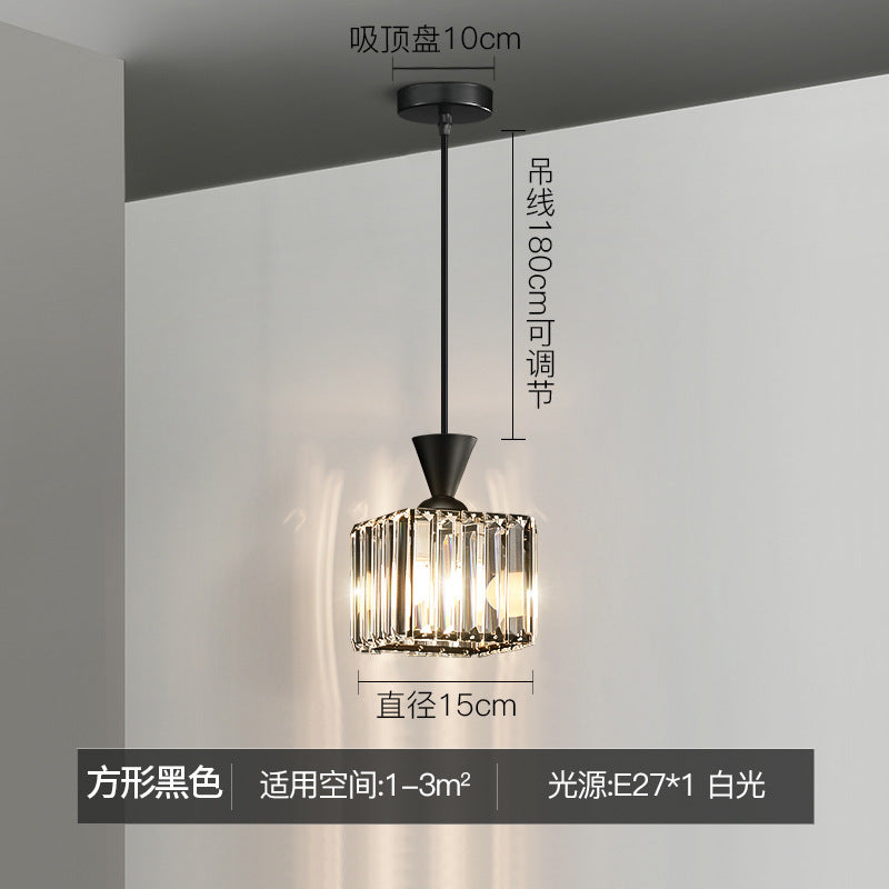 Modern light luxury master bedroom bedside small chandelier simple bar entrance lighting room single head chandelier crystal lamp