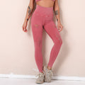 Fashion cross-border new arrival washed yoga pants with holes cut out seamless high waist sports nine-point pants butt lift fitness pants for women