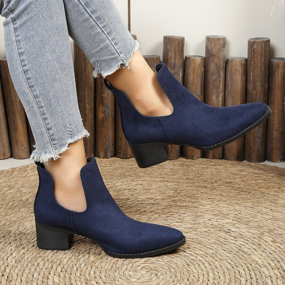 Exportplus sizefall and winternew arrival pointed toe chelsea boots thick heel boots women's suede british style fashion boots