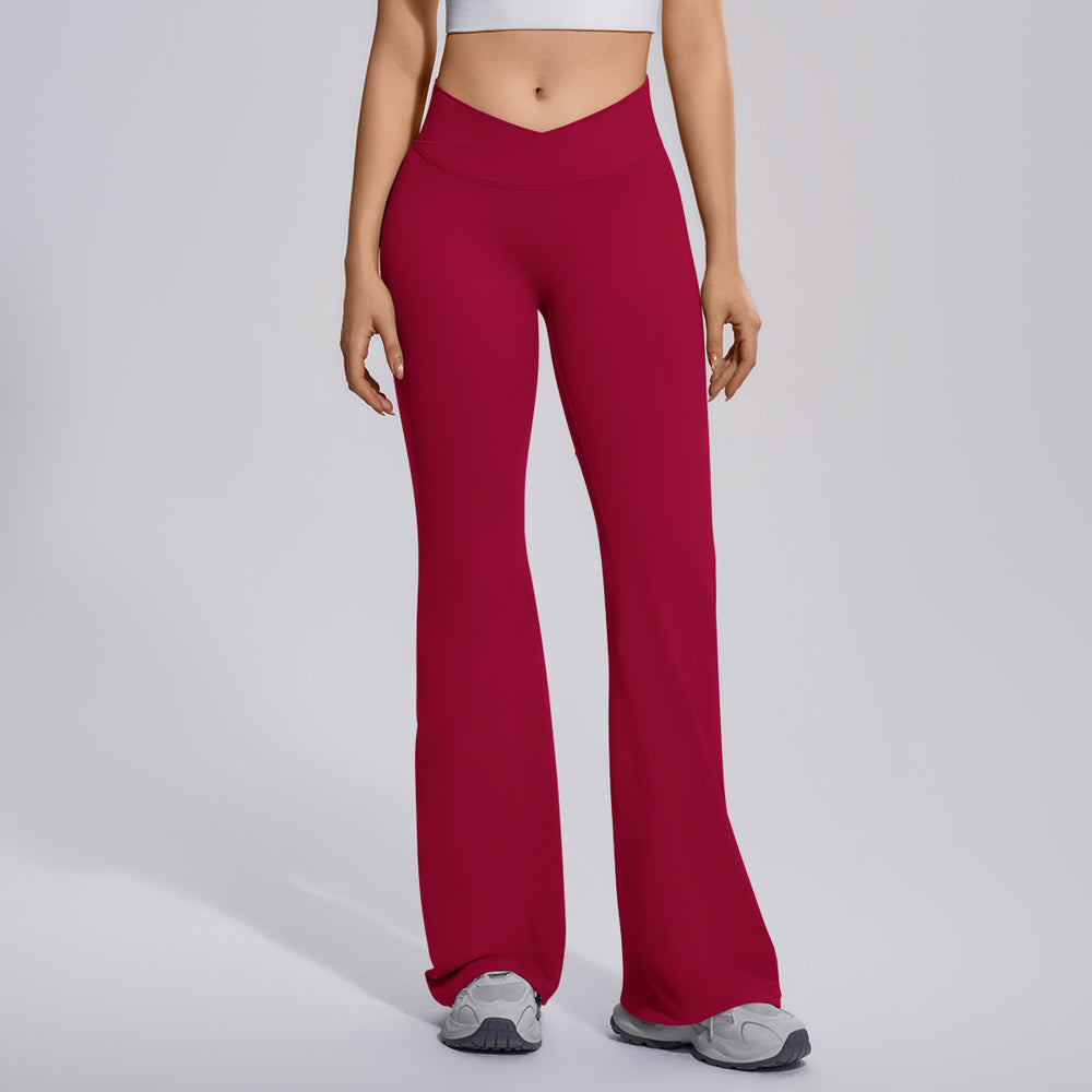 fully matte nylon cross high waist peach hip flared pants seamless quick-drying yoga fitness wide-leg pants for women