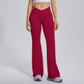 fully matte nylon cross high waist peach hip flared pants seamless quick-drying yoga fitness wide-leg pants for women