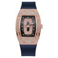Honghong wine barrel-shaped diamond-encrusted quartz tape women's watch fashiontrendyelegant women's watch silicone watch wholesale