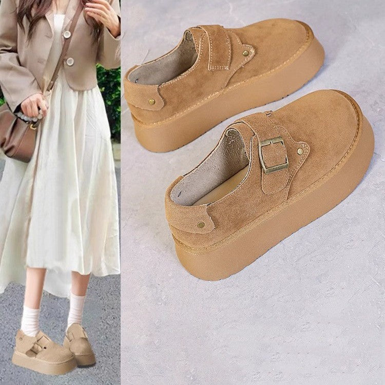 Thick solefleece-lined bean birkenstock shoes women's 2025new arrival autumn winter loafers birkenstock cotton shoes heattech snow boots