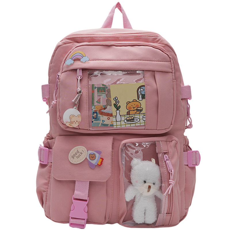 Korean version of fresh and cute junior high school backpack women's large-capacity leisure primary school schoolbag light storage campus backpack