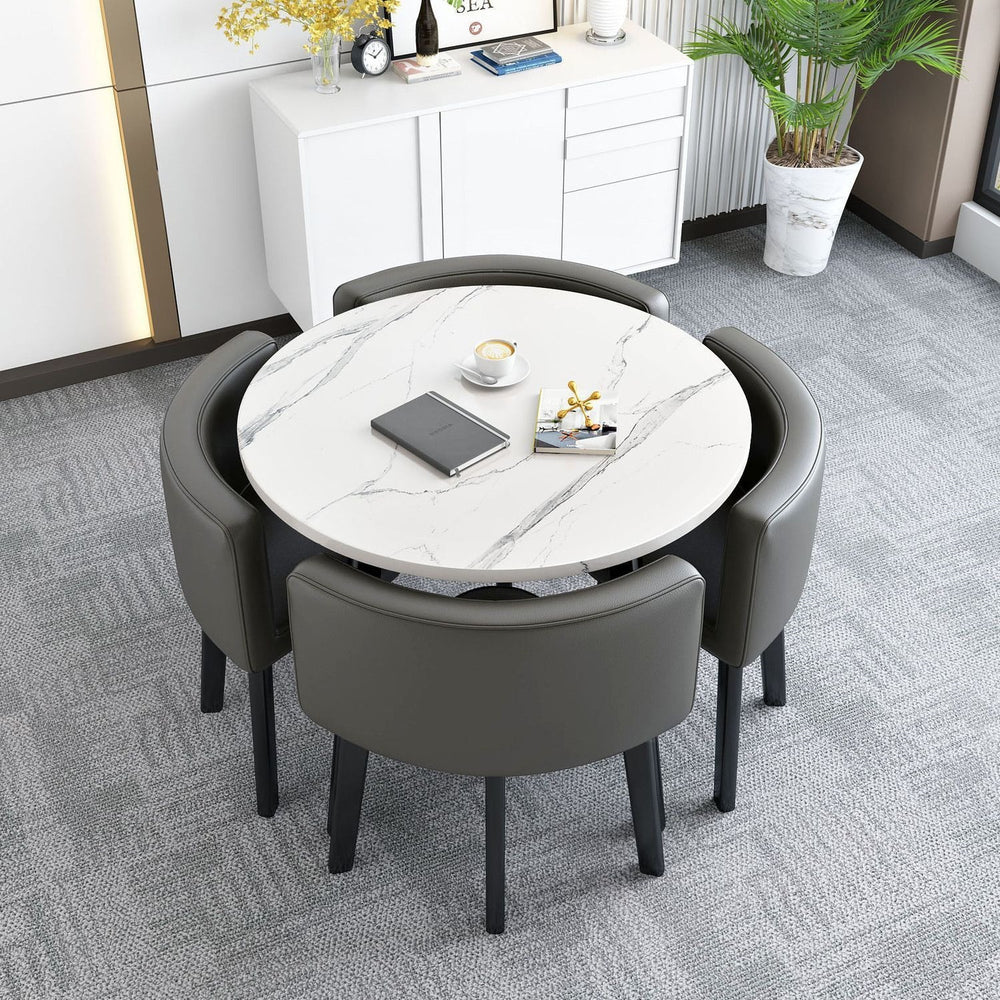 Collapsible dining table for home, small apartment, apartment, restaurant, shopfront negotiation table and chair set, reception round table