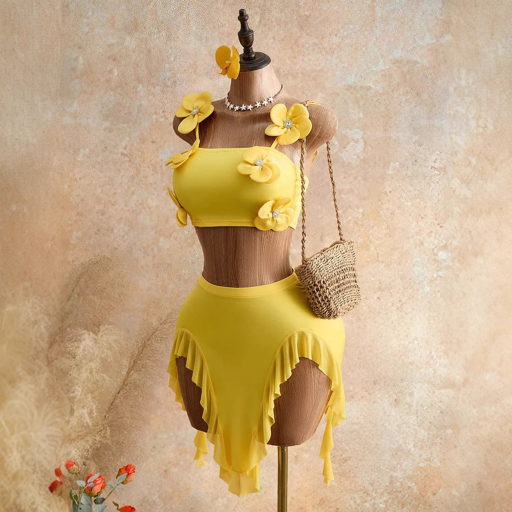 Amazon french new arrivalfashioneleganttube top vestasymmetricalruffles skirtsuittwo-piece set