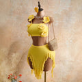 Amazon french new arrivalfashioneleganttube top vestasymmetricalruffles skirtsuittwo-piece set