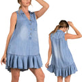 cross-border summer sleeveless fashion trendy ins style loose denim dress pleated skirt women's clothing