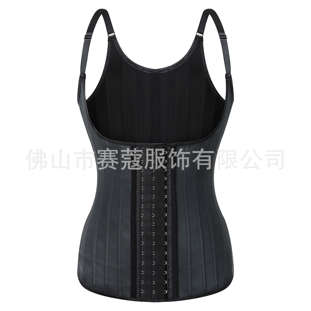 Glossy 25 steel frame body shaping tops small shoulder strap rubber corset waist shaping breast support rubber body shaping vest