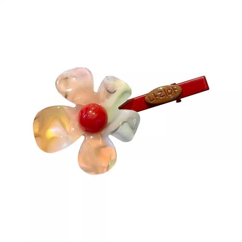 Symphony acetate flower hair clip women's side clip side hair clip 2026 new style bangs clip duckbill clip forehead hair accessories winter