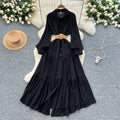 Frenchretro platycodon skirtclassy strappy waist lapel single breasted slimming look large swingshirtdress