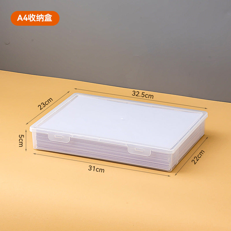 Desktop ID storage box with lid Desk storage Document storage box Multifunctional plastic flip a4 storage box