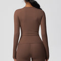 New arrival in stock cross-border double-sided brushed solid color longline training sports long sleeve t-shirt running fitness yoga top for women