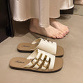 Trendy square-toe flat fashion slippers for women - 2026 summer new arrivals - fairycore style with buckle strap - versatile beach sandals