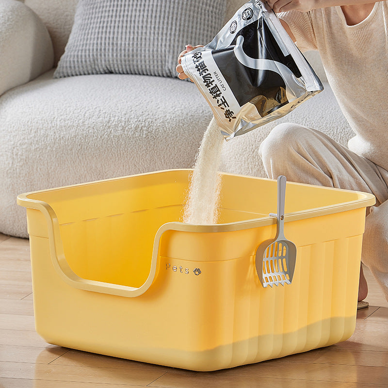 Cat litter box Large capacity anti-splash cat toilet Kitten giant cat litter box Large size plus height cleaning supplies