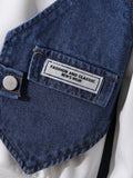 children's autumn and winter denim suit white round neck sweatshirt + denim vest pants suit three-piece set