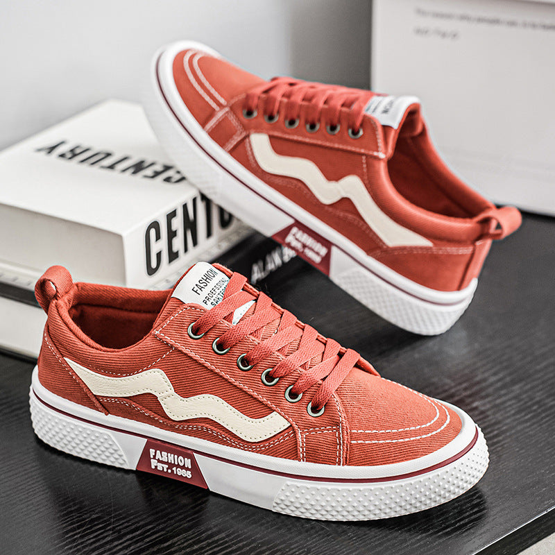 Men's canvas shoes 2025 new winter anti-slip athletic sneakers summer breathable red versatile casual men's shoes