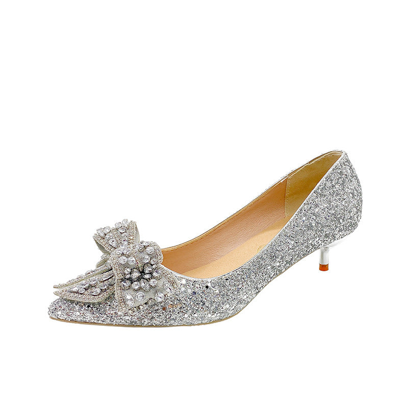 French wedding shoes for women, xiuhe main wedding dress, two-wear engagement bridal shoes, not tiring feet, can be worn with crystal high heels