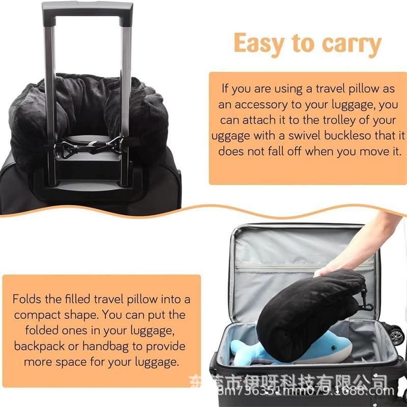 Amazon travel neck pillow cover storage bag portable travel bag plush u-shaped pillow clothing inflatable