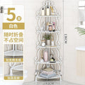 【foldable & no assembly】wrought iron bathroom corner shelf - freestanding organizer for bathroom, toilet, and kitchen