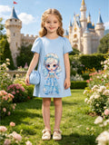spring/summer new collection: european & american style girls' printed a-line dress with matching bag