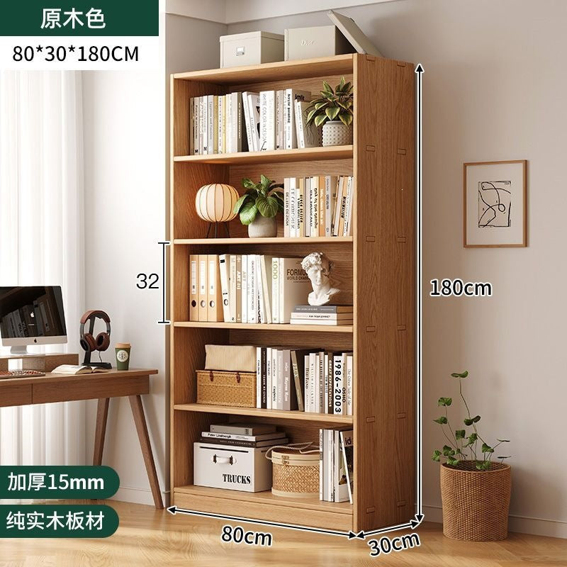 Solid wood bookshelf living room simple floor bookcase student storage rack children's home multi-layer bedroom storage cabinet