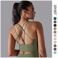 European and american new sexy backless sports bra for women, shockproof push-up yoga bra, quick-drying breathable fitness tank top